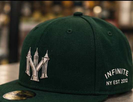 The City Never Ends Infinite Society New York skyline embroidered cap